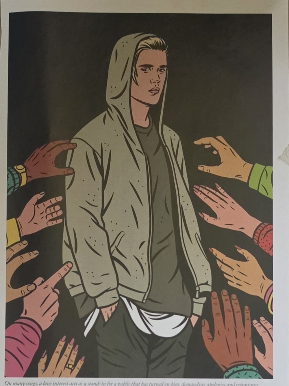 Justin Bieber Pop Art Print in Olive Green - Figure Size 8"×10